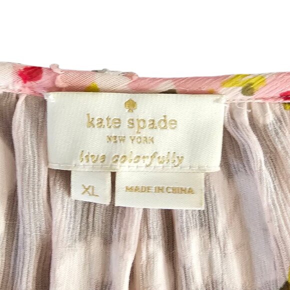 Kate Spade New York In Bloom Chiffon Blouse, Sheer, Floral, Silk Cotton Blend,XL - Picture 6 of 9